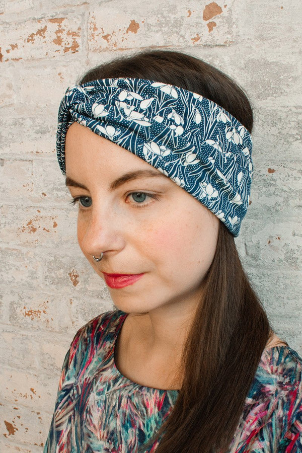Turban Headband - navy blue liberty of london print-headband-Jessica Rose-Toronto Canada