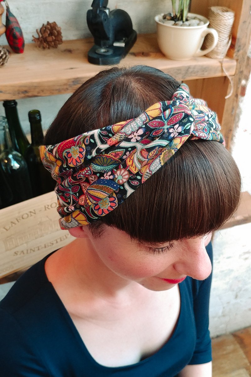 Turban Headband - citrus paisley liberty print-Women's Turban Headbands-Jessica Rose-Toronto Canada