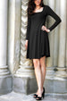 Marion black long sleeve babydoll dress for adult women. Flowy dress with long sleeve.