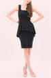 Parisian Chic black peplum dress sleeveless knee length dress. Mid longue.