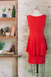 Parisian Chic red peplum dresses sleevless knee length dress with square neck - back view