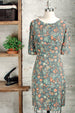 Silk Liberty Print Dress XL sheath with half sleeves and boat neck by Jessica Rose